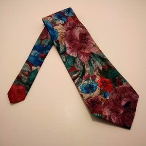 Vintage Don Loper Beverly Hills Multi-Color floral print Geometric polyester tie